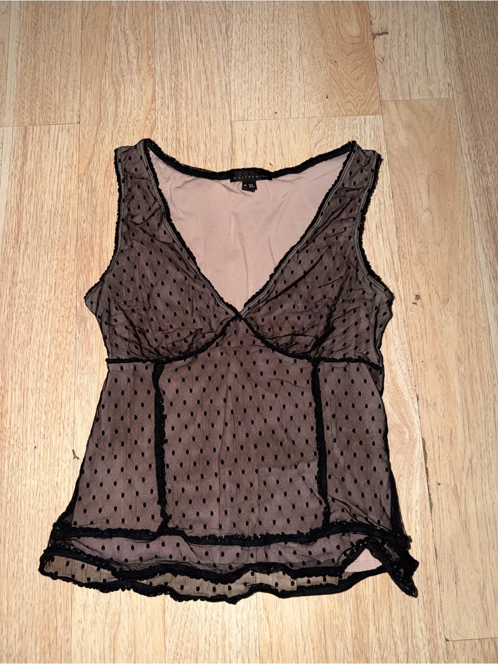Weston Wear Black Sheer Polka Dot V-Neck Camisole